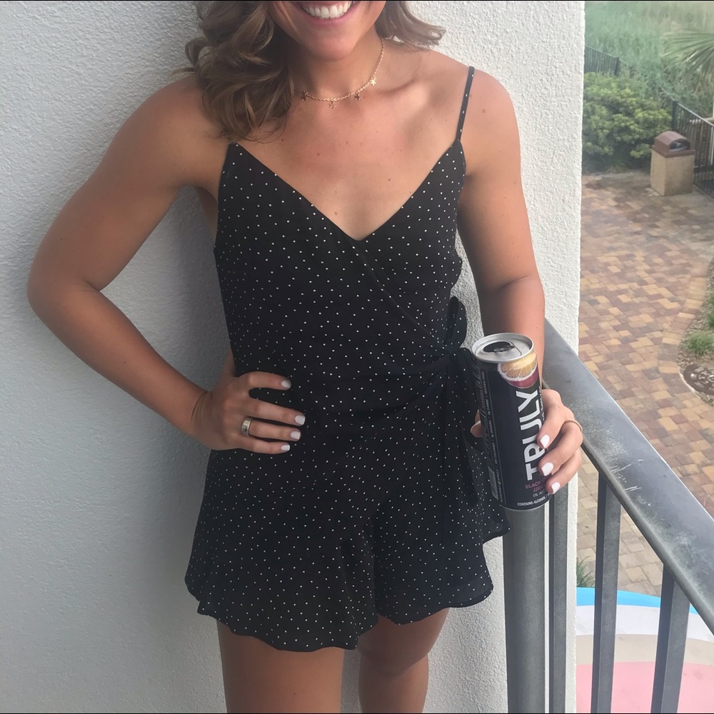Black polka dot & tie showpo romper